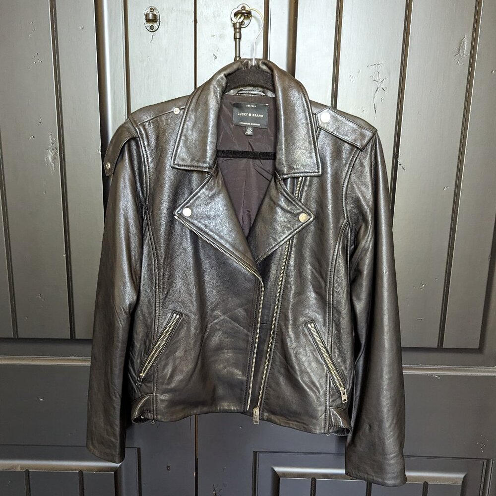 NWOT Black Lucky Brand Moto Jacket Size Large